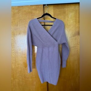 Elegant Mauve Knit Sweater Dress